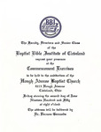 1950 Commencement Invitation by Baptist Bible Institute of Cleveland