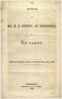 Speech of Mr. M. P. Gentry, of Tennessee, on the Tariff