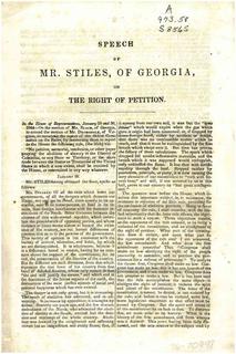 Speech of Mr. Stiles, of Georgia, on the Right of Petition