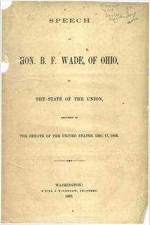 Speech of Hon. B. F. Wade, of Ohio, on the State of the Union