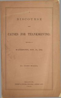 A Discourse Upon Causes for Thanksgiving