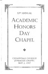 33rd Annual Academic Honors Day Chapel