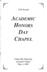 37th Annual Academic Honors Day Chapel