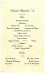 1916 Alumni Banquet Menu