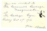 1916 Masquerade Invitation by Cedarville College