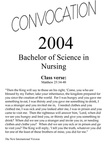 Department of Nursing Class of 2004 Convocation Program by Cedarville University